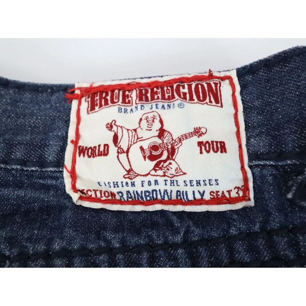 True Religion Jeans Mens 34x32 Rainbow Billy Denim Pants Flap Pockets Cotton USA